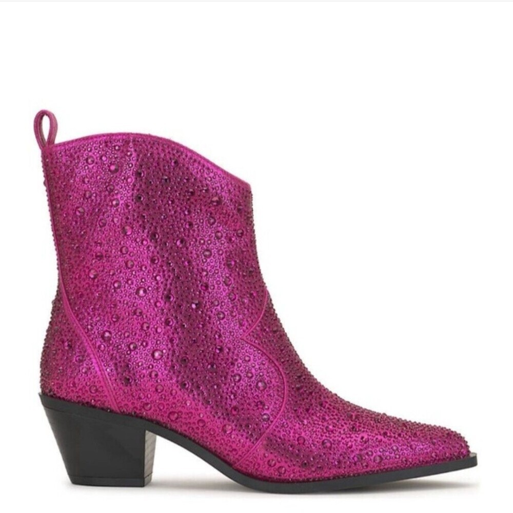 Hot Pink Rhinestone Western Cowgirl Boots 7.5 Sparkly Crystal Festival Booties